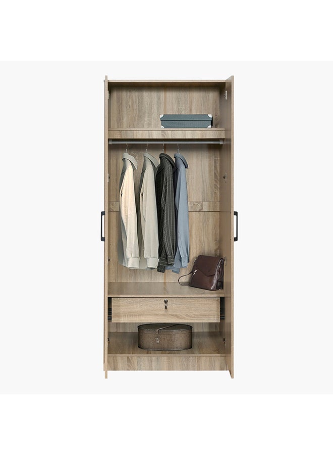 Home Box Oasis Cambridge 2-Door Wardrobe with Mirror and Drawer with Lock 55 x 190 x 80 cm  - Image 4