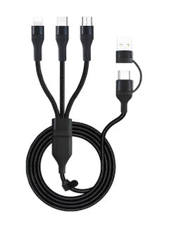 كابل شحن سريع 3 في 2، كابل USB متعدد مضفر من النايلون مع مدخل USB-A/Type-C ومخرج Lightning/Type-C/Micro USB، شحن PD بقوة 100 وات، متوافق مع أجهزة الكمبيوتر المحمولة والهواتف الذكية والأجهزة اللوحية والمزيد