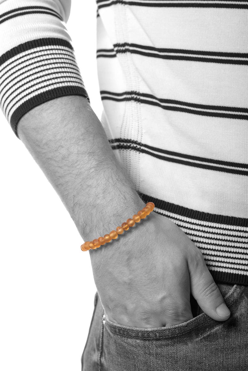 AMBERAGE Natural Baltic Amber Bracelet for Adults (Women/Men) - Hand made From Raw-Unpolished/Certified Baltic Amber Beads(6 Colors) (7, Raw-Unpolished Honey) - Image 4