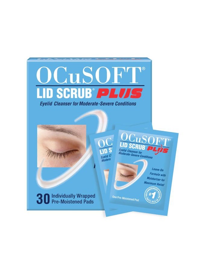 OCuSOFT - Lid Scrub PLUS - Pre-Moistened Leave-On Eyelid Wipes for Moderate to Severe Conditions - Moisturizing Eyelid Cleanser for Maximum Relief - 30 Count - Image 1