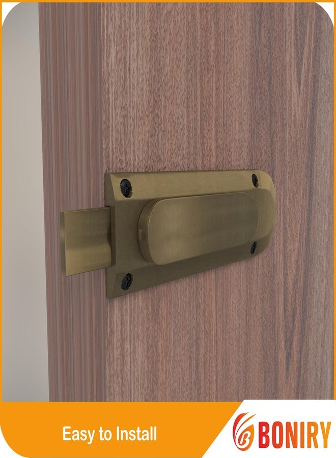 Boniry Door Latch Lock | Solid Metal Door Stopper for Bathroom, Home, Office | Easy Install, Smooth Sliding, Heavy Duty Latch (1, Brass) - Image 3