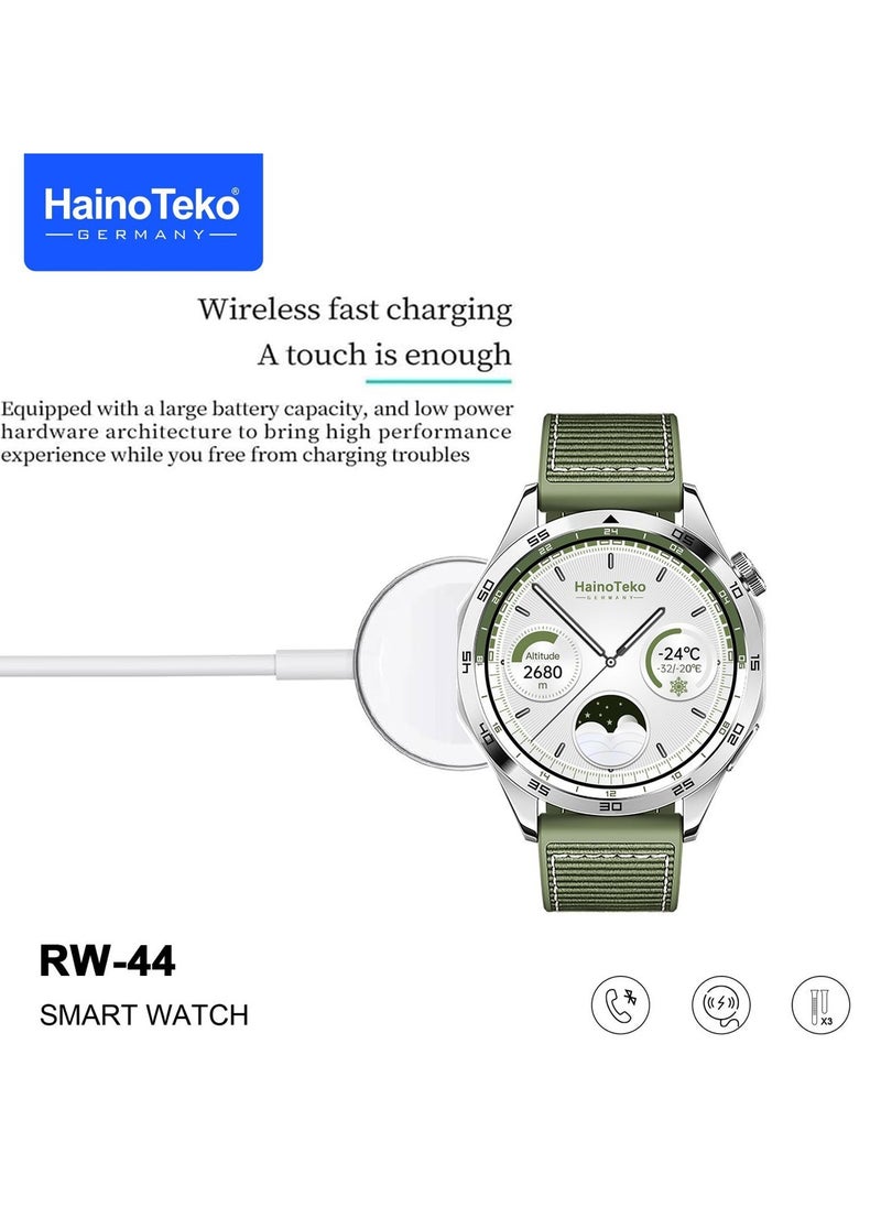 Haino Teko - Haino Teko RW44 Round Screen AMOLED Display Smart Watch With 3 Pair Straps and Wireless Charger For Gents and Boys - Image 1