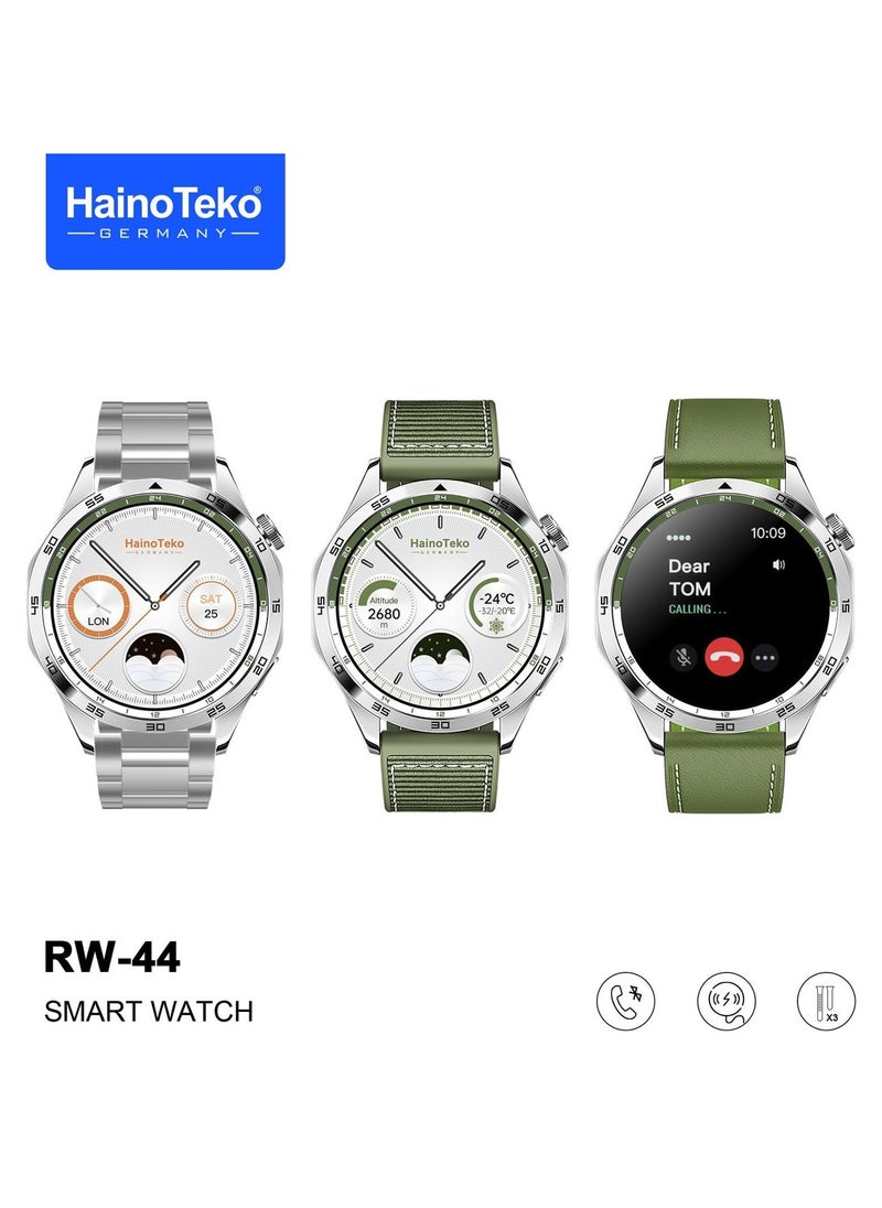 Haino Teko - Haino Teko RW44 Round Screen AMOLED Display Smart Watch With 3 Pair Straps and Wireless Charger For Gents and Boys - Image 1