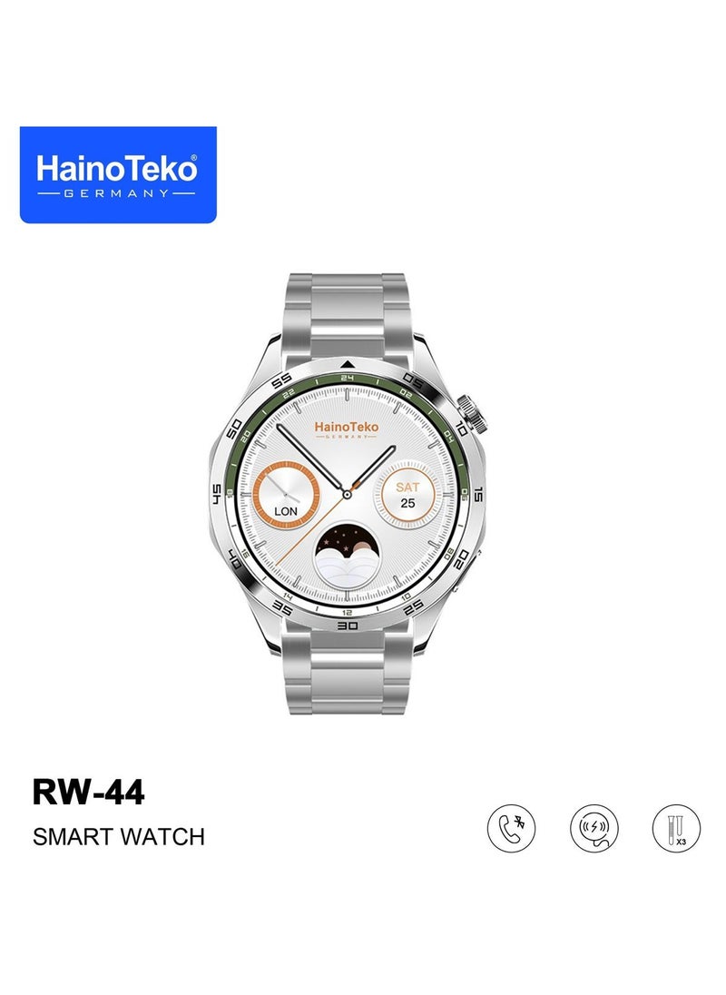 Haino Teko - Haino Teko RW44 Round Screen AMOLED Display Smart Watch With 3 Pair Straps and Wireless Charger For Gents and Boys - Image 1