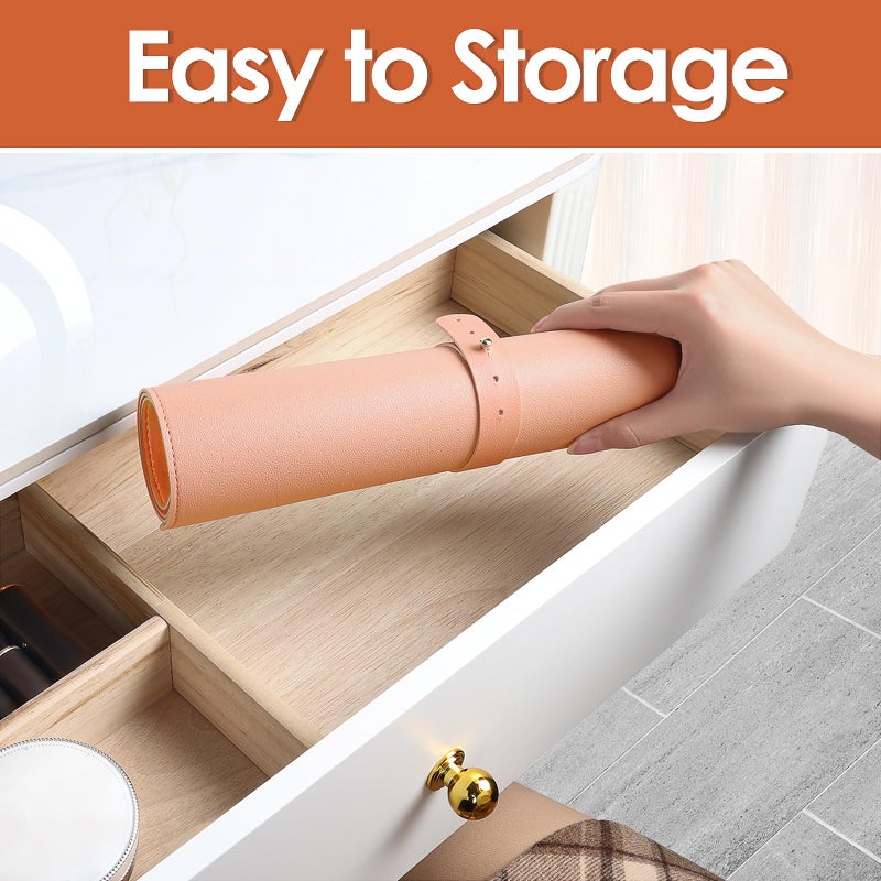 TOHONFOO Makeup Mat for Vanity to Protect Desk Top 23.6 x 11.8 in, Dual-Sided Makeup Mat, Easy to Clean Desk Pad - Waterproof and Oilproof Vanity Accessories (Apricot and Orange) - Image 5