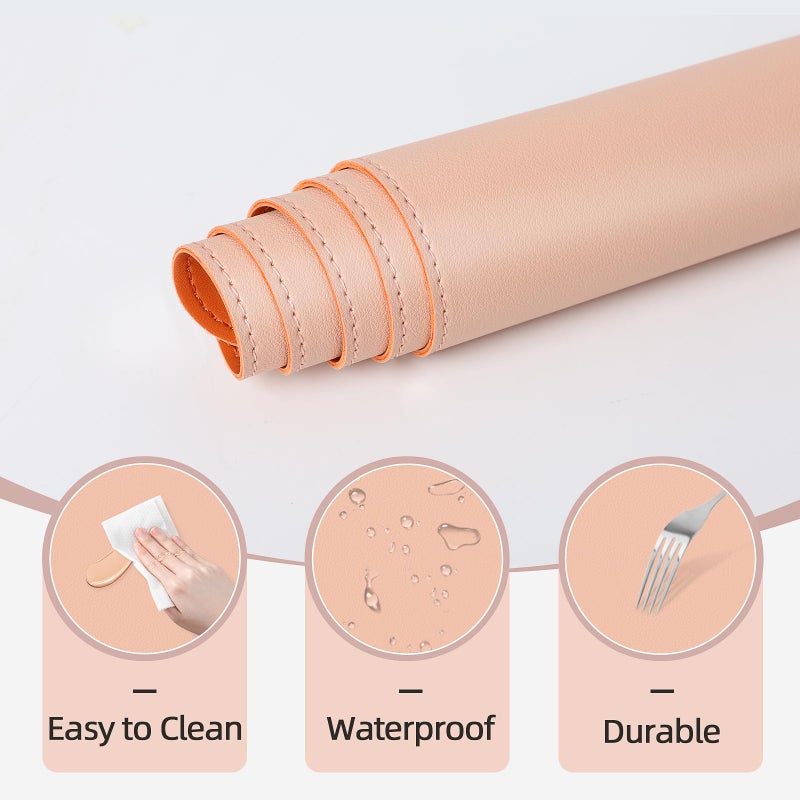 TOHONFOO Makeup Mat for Vanity to Protect Desk Top 23.6 x 11.8 in, Dual-Sided Makeup Mat, Easy to Clean Desk Pad - Waterproof and Oilproof Vanity Accessories (Apricot and Orange) - Image 4