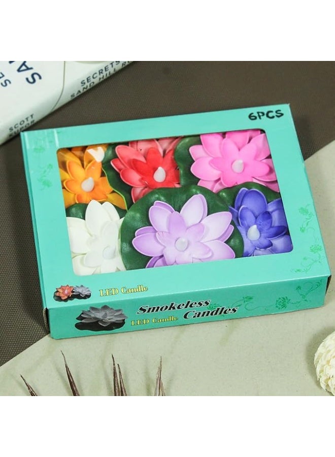 مجموعة ديا زهريات عائمة في الماء مع شمعة LED تعمل بحساس للإنارة لتزيين الاحتفالات ديوالي، مجموعة من 6 ديا - Image 2