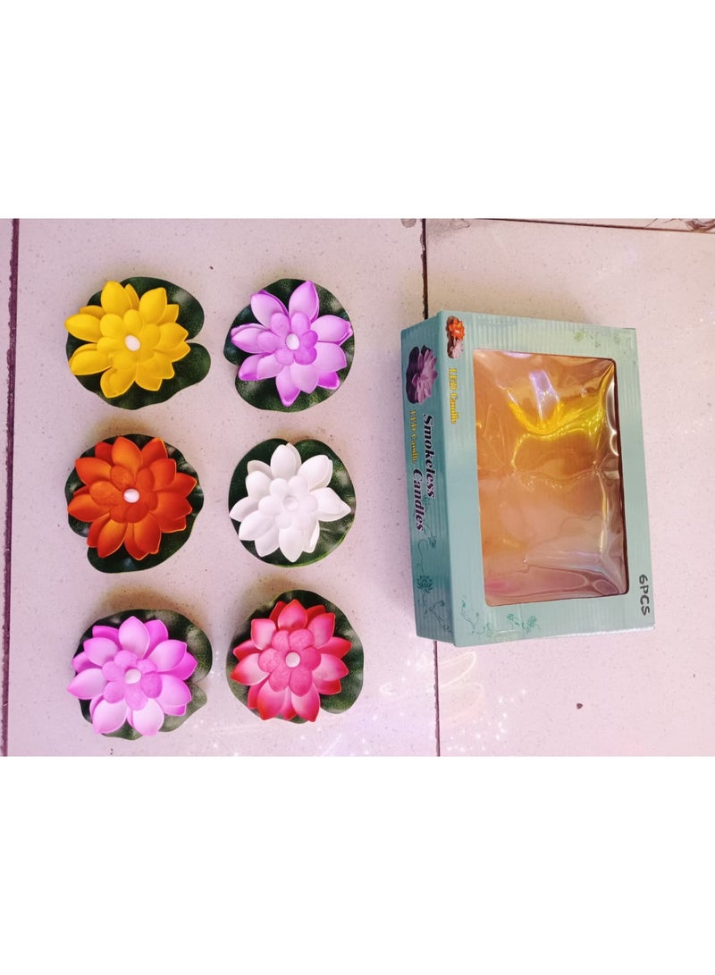 مجموعة ديا زهريات عائمة في الماء مع شمعة LED تعمل بحساس للإنارة لتزيين الاحتفالات ديوالي، مجموعة من 6 ديا - Image 3