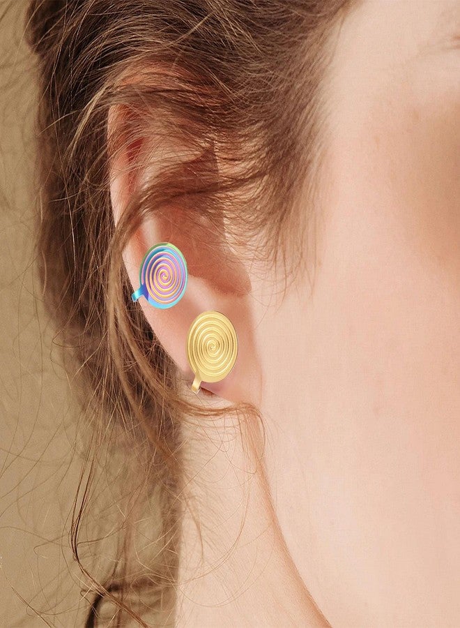 FLYUN Pressure Earrings for Keloids, Acupressure Compression Clip-on Stainless Steel Spiral Non-pierced Earrings for Women (Black) - Image 4