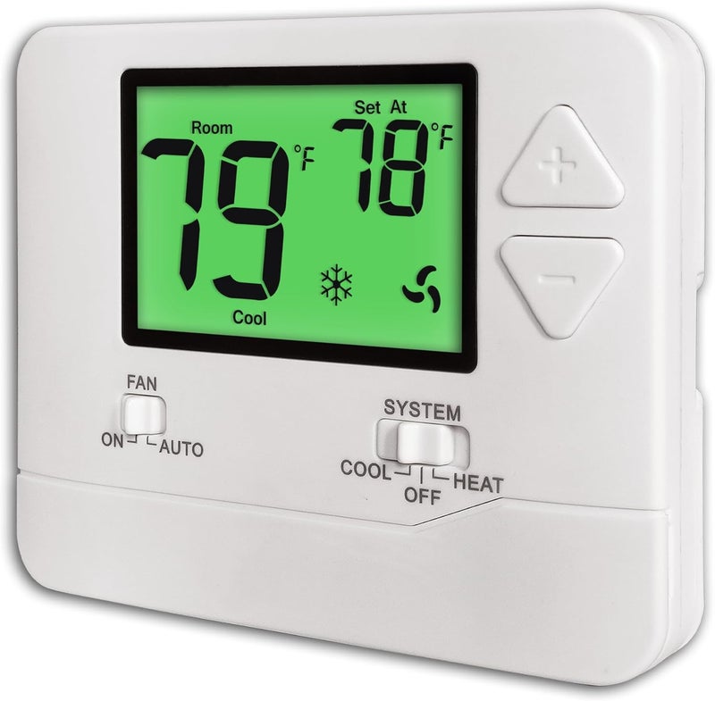 Heagstat Non-Programmable Thermostats for Home Conventional Single-Stage Systems, up to 1 Heat/ 1 Cool (with Green Backlight) - Image 1