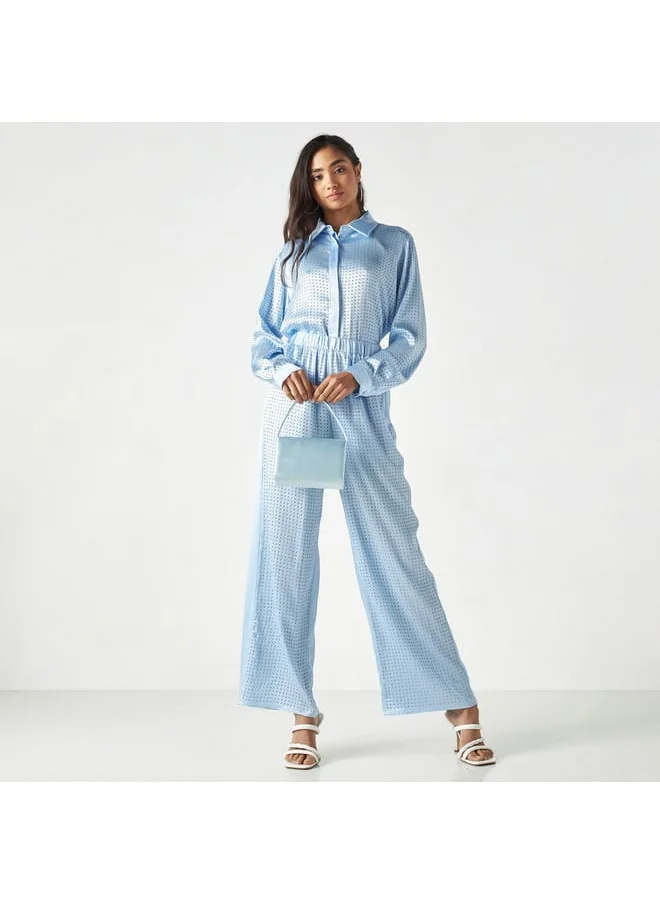 2Xtremz 2Xtremz Embellished Wide Leg Pants with Elasticised Waistband and Pockets