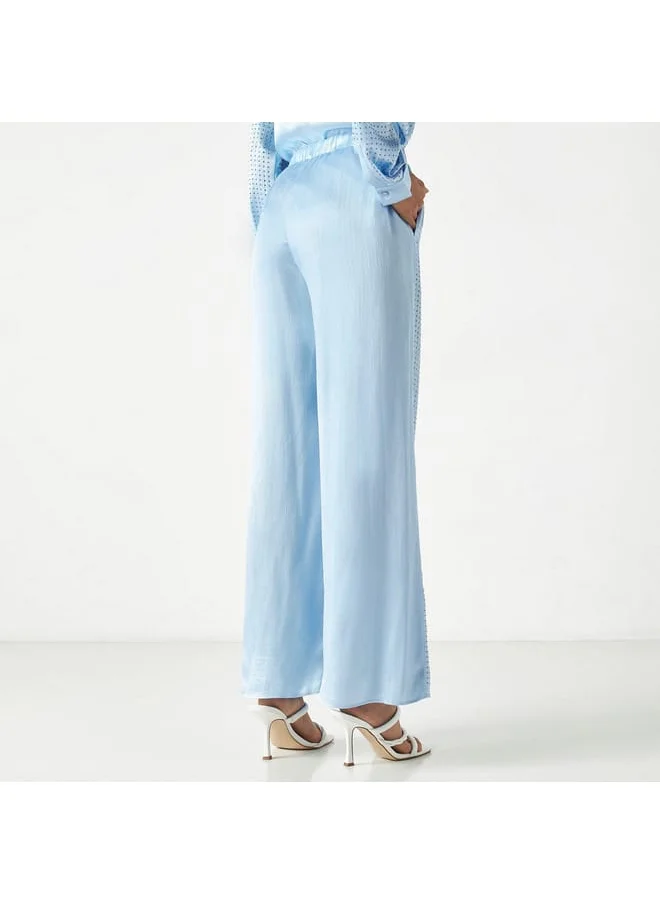 2Xtremz 2Xtremz Embellished Wide Leg Pants with Elasticised Waistband and Pockets