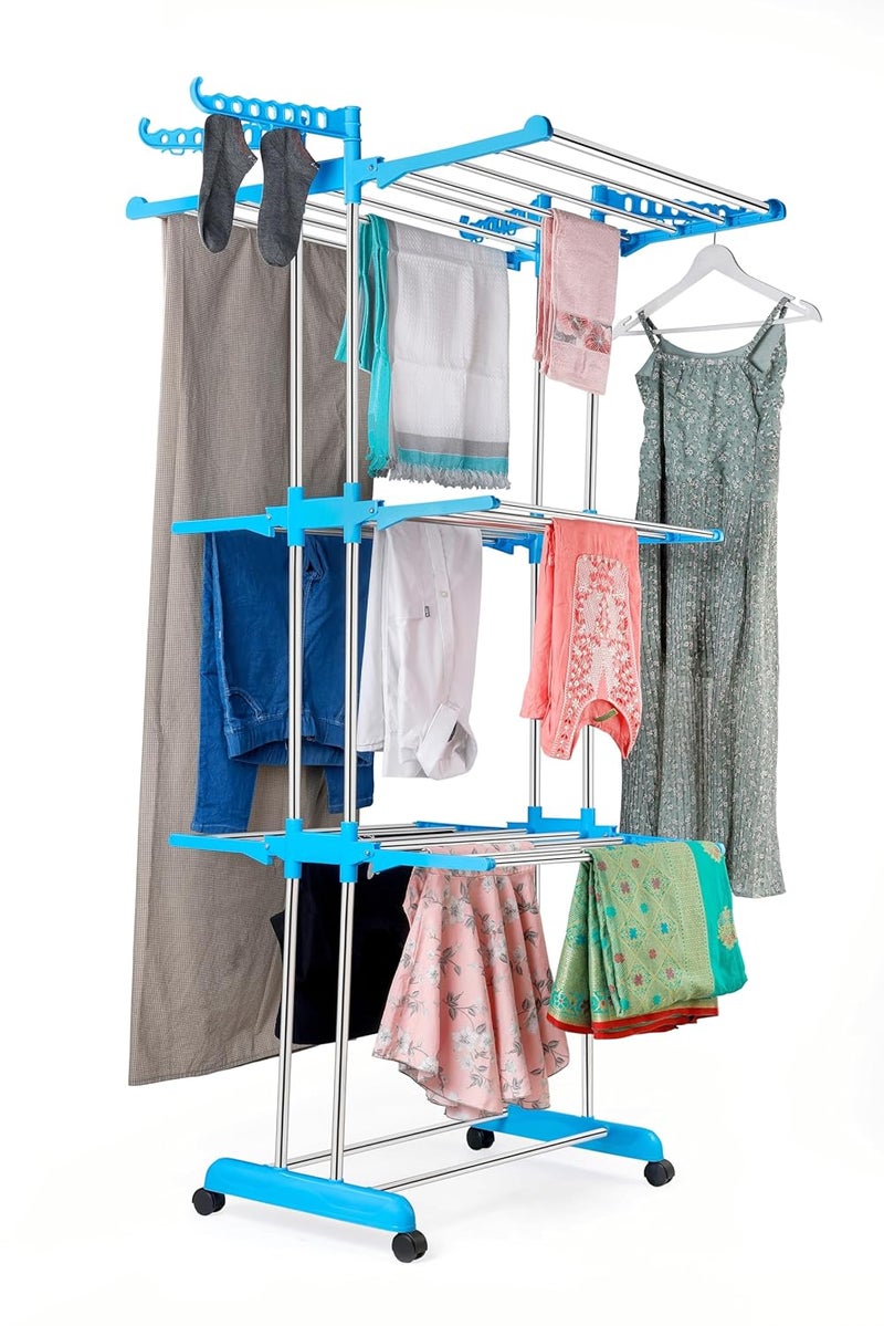 SUNDRY Fiveone Household Foldable Drying Rack Indoor Clothing Drying Rack Space Saving Laundry Rack for Indoor Outdoor Basics Foldable Laundry Rack for Air Drying Clothing Sky Blue - Image 1