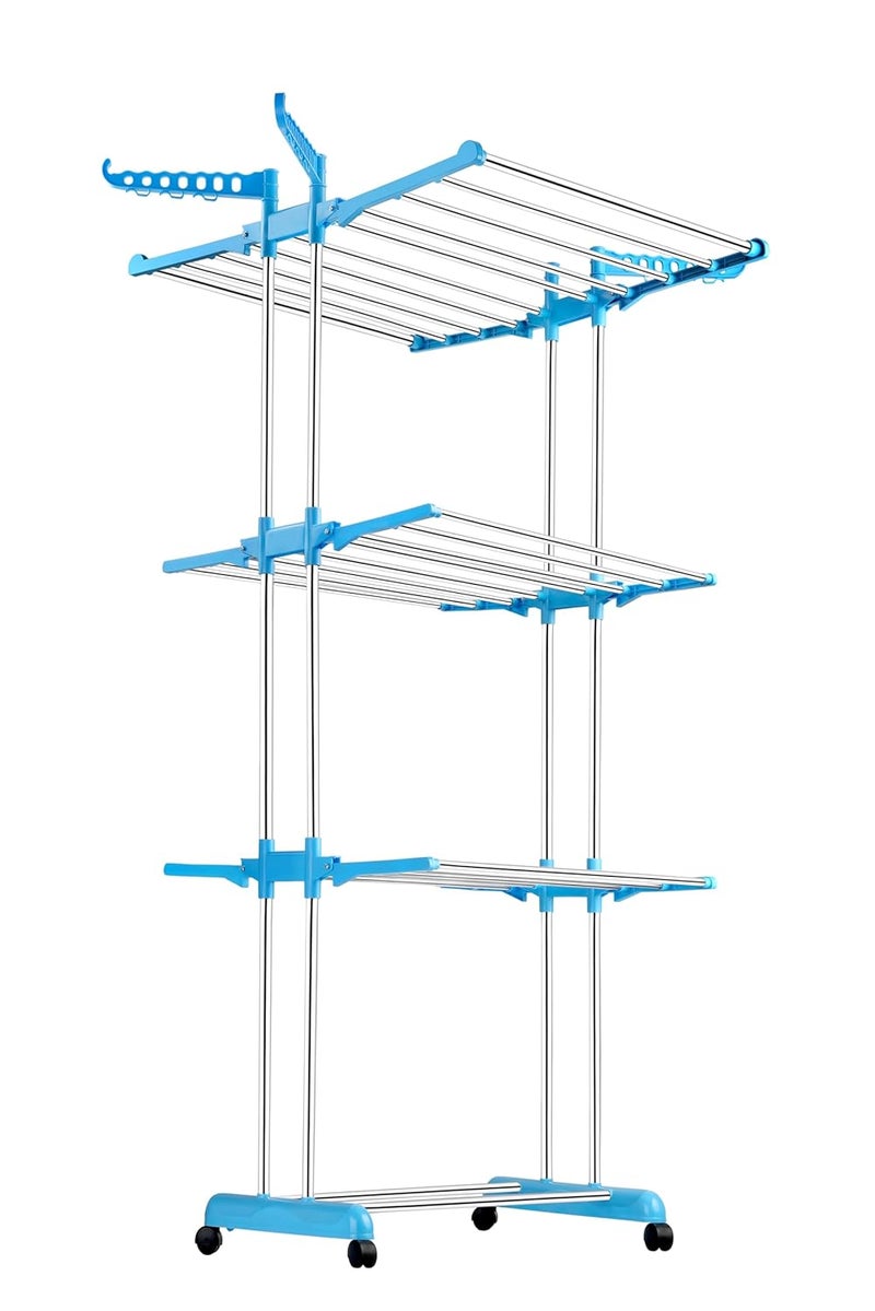SUNDRY Fiveone Household Foldable Drying Rack Indoor Clothing Drying Rack Space Saving Laundry Rack for Indoor Outdoor Basics Foldable Laundry Rack for Air Drying Clothing Sky Blue - Image 2