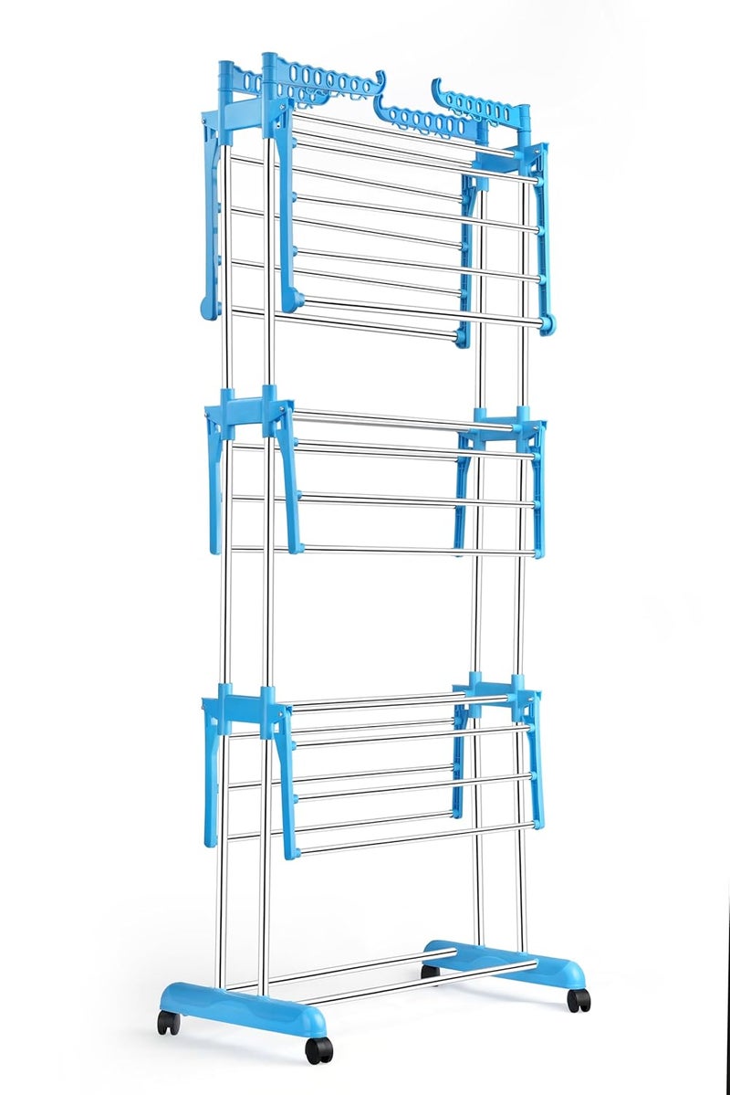 SUNDRY Fiveone Household Foldable Drying Rack Indoor Clothing Drying Rack Space Saving Laundry Rack for Indoor Outdoor Basics Foldable Laundry Rack for Air Drying Clothing Sky Blue - Image 3