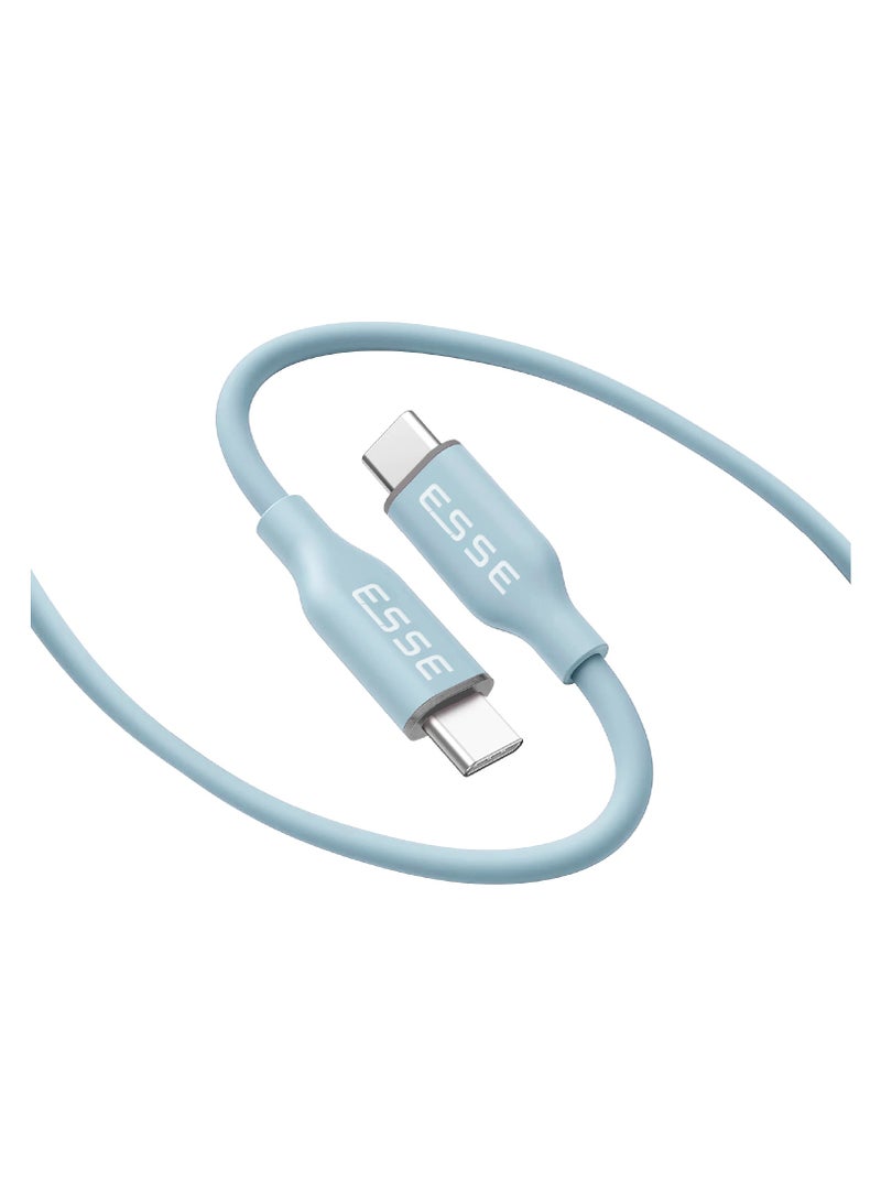 ESSE LOOP Silicone Type C to C Cable - 60W - Sky Blue - 1.2M - Image 1