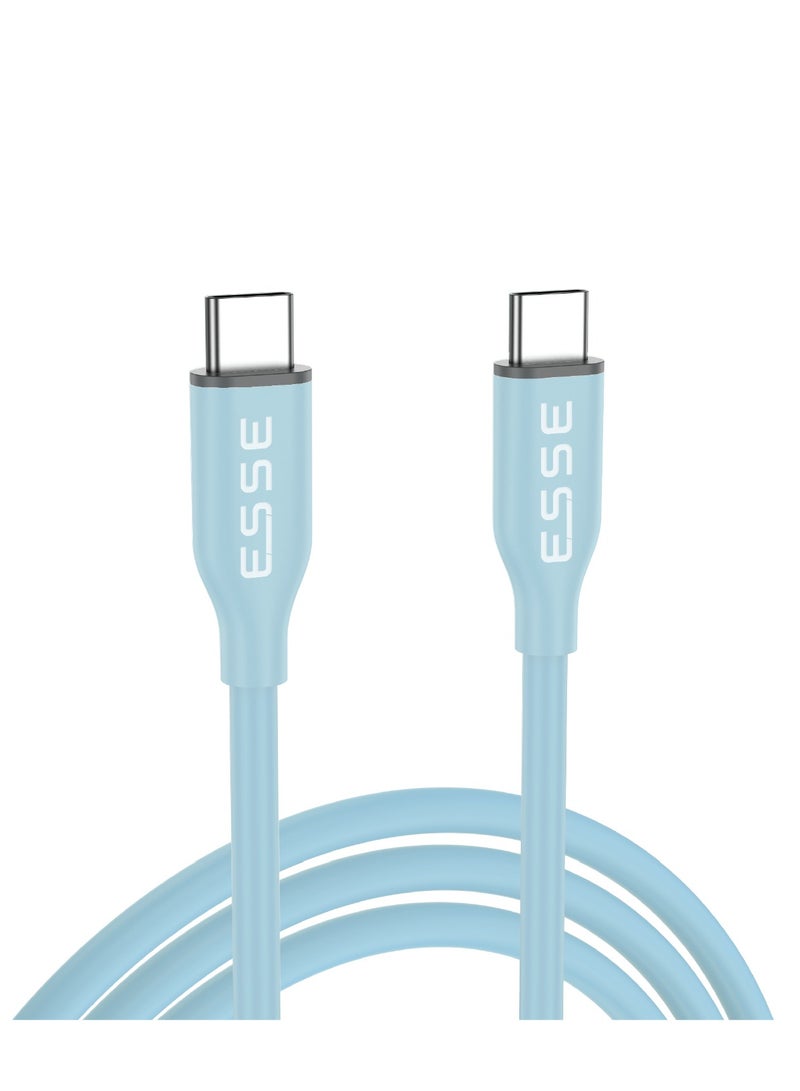 ESSE LOOP Silicone Type C to C Cable - 60W - Sky Blue - 1.2M - Image 2