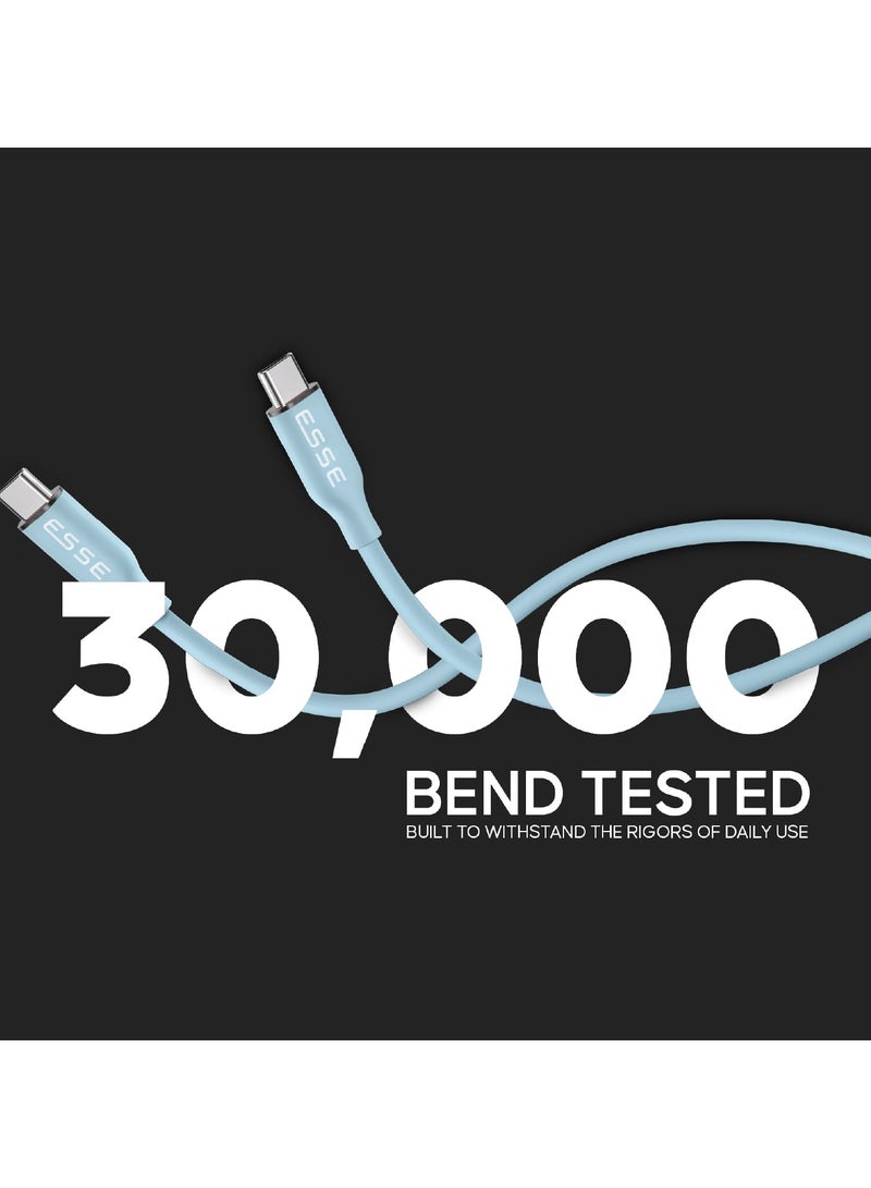 ESSE LOOP Silicone Type C to C Cable - 60W - Sky Blue - 1.2M - Image 5