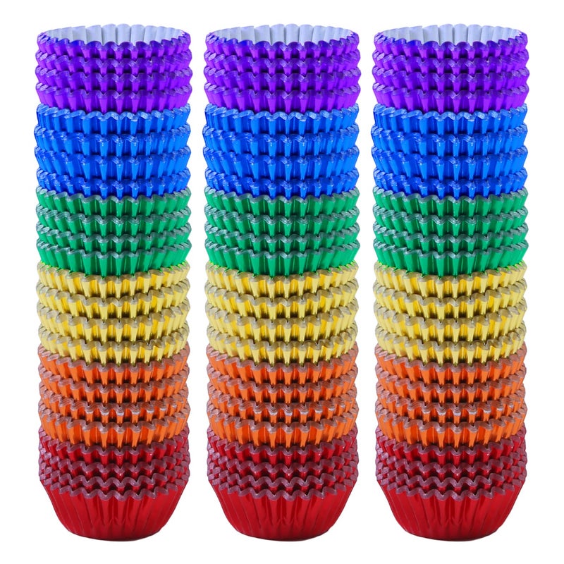 Elcoho Elcoho 600 Pieces 125 Inch Mini Foil Metallic Cupcake Liners Muffin Paper Cases Baking Cups 6 colors 