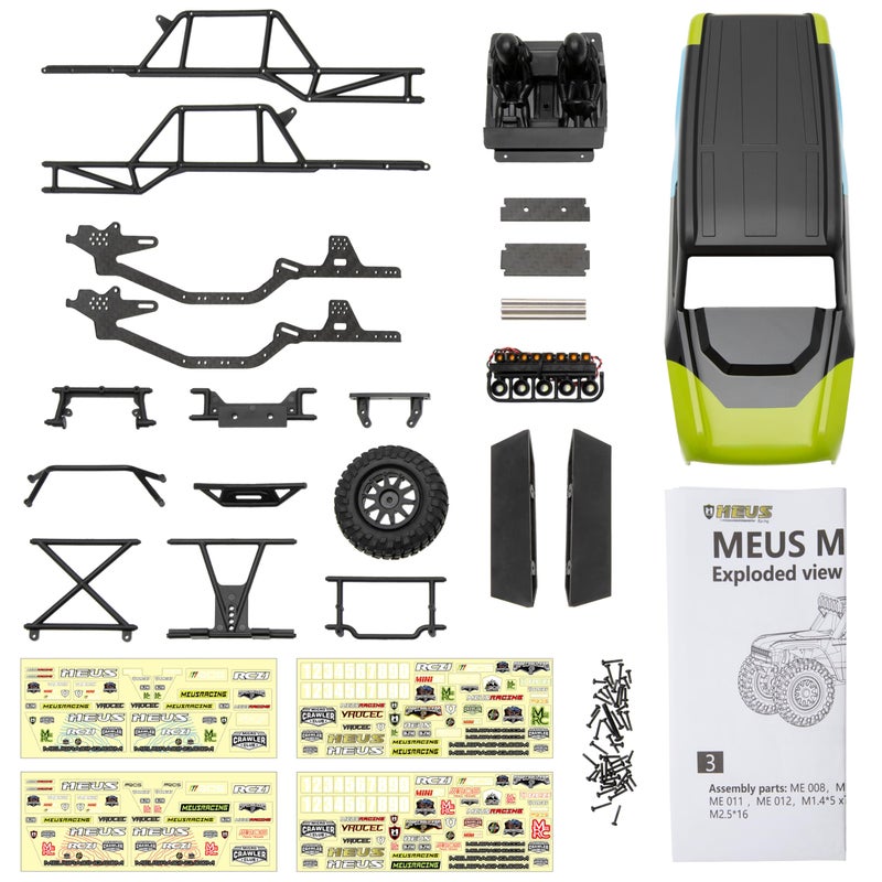 MEUS RACING MB24 SCX24 Body 5.2in 132MM Body Shell ABS+Nylon Carbon Fiber Chassis for 1/24 Axial SCX24 Bronco JLU B-17 C10(Green) - Image 2