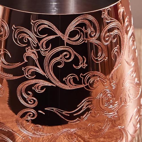 Skyfish Sky Fish Etched Stainless Steel Wine Glasses With Copper Plated,Set of 2(17oz) Wine Goblets - Image 2