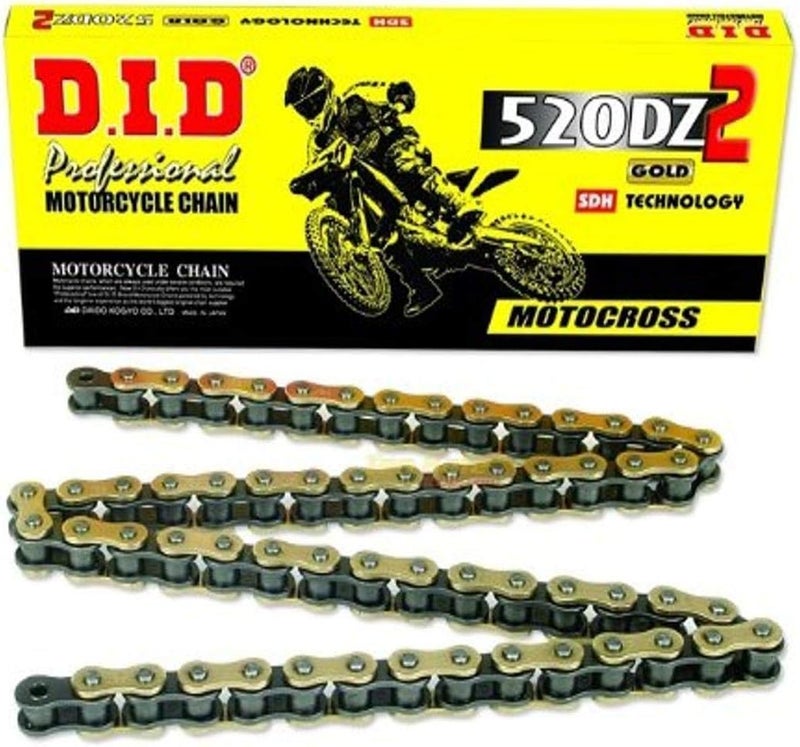 (520DZ-118) Gold 118 Link High Performance DZ2 Series Non-O-Ring Chain with Connecting Link