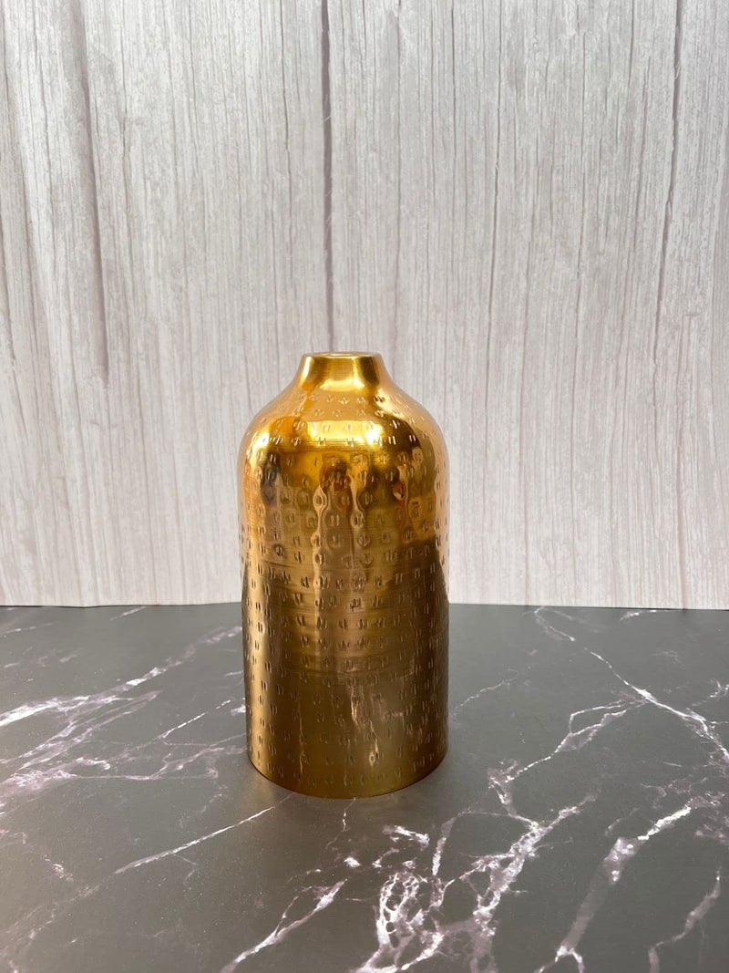 RIZIK STORE™ Iron Metal Shiny Gold Hammered Flower vase for Home Decor, Living Room, Bedroom, Drawing Room, Office Table Centerpiece (Gold) (Pack of 1) (Bamboo) - Image 3