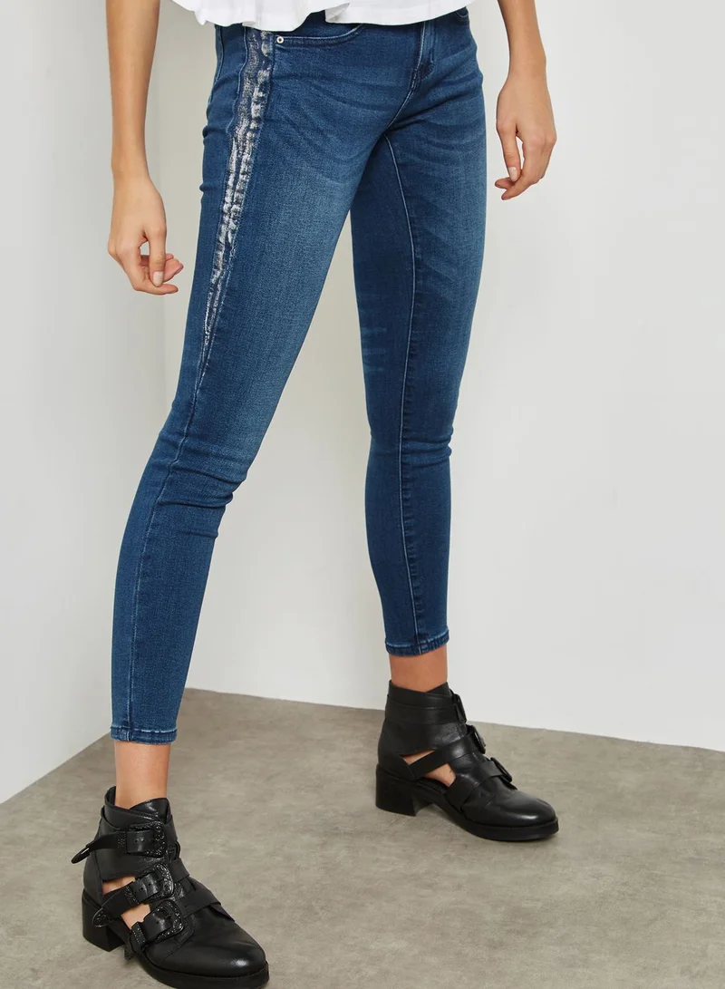 Ginger Paint Splatter Side Skinny Jeans