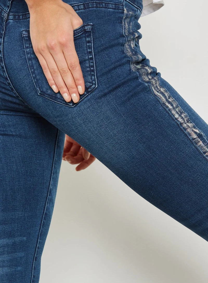 Ginger Paint Splatter Side Skinny Jeans