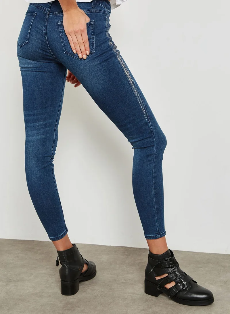 Ginger Paint Splatter Side Skinny Jeans