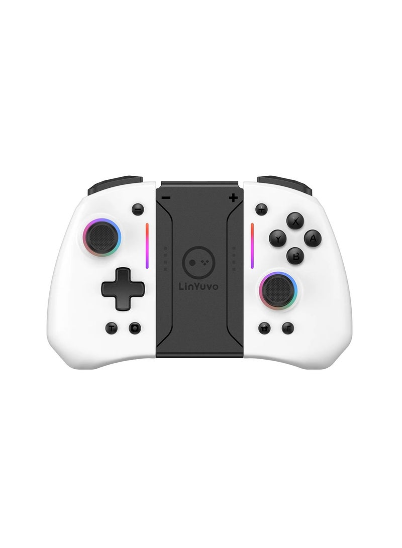 لوحة تحكم لاسلكية  KS42 Meteor Light مزودة بـ 8 أضواء RGB ملونة لـ Switch/Lite/OLED، مع إمكانية البرمجة والتوربو والاهتزاز (أبيض) - Image 1