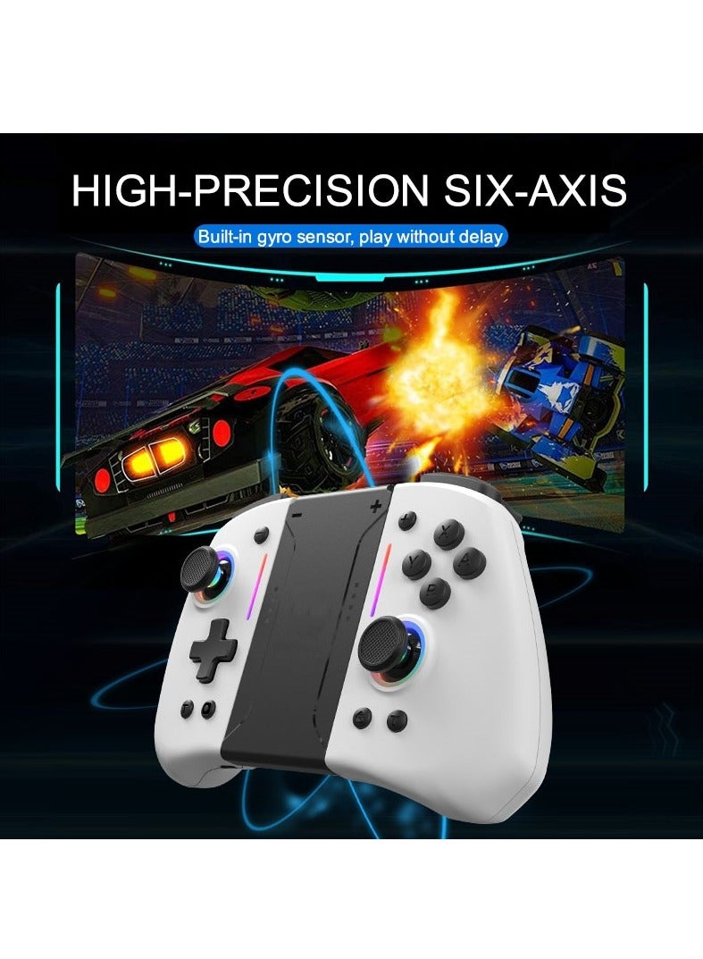 لوحة تحكم لاسلكية  KS42 Meteor Light مزودة بـ 8 أضواء RGB ملونة لـ Switch/Lite/OLED، مع إمكانية البرمجة والتوربو والاهتزاز (أبيض) - Image 2