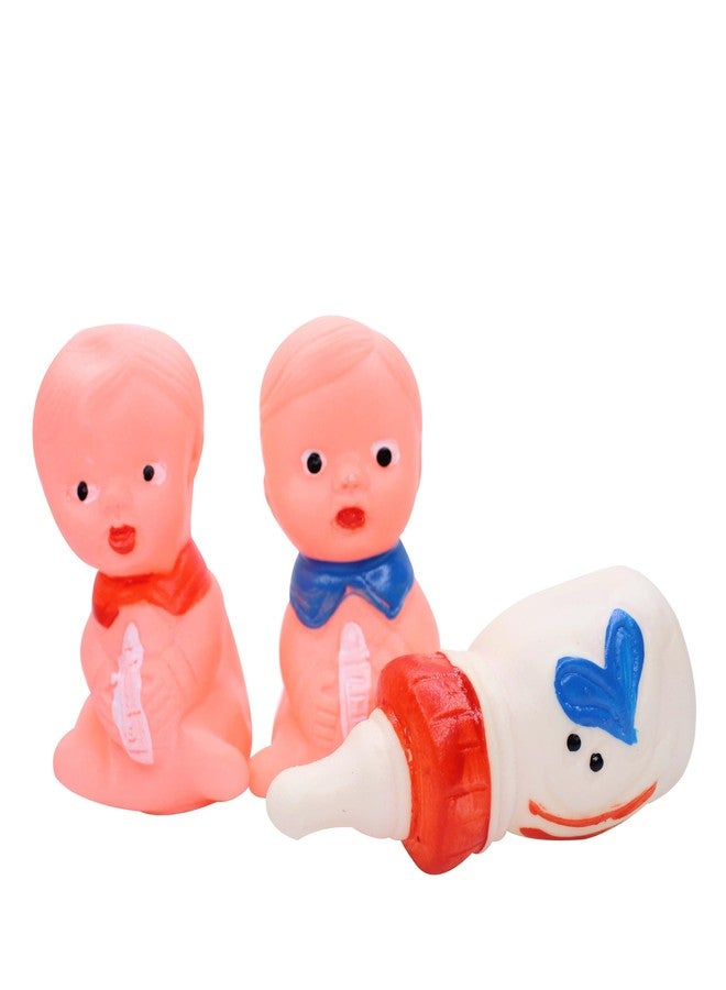 GLAN Squeeze Bath Toys Non-Toxic BPA Free Chu Chu Colourful Soft Rubber Bathing Toy for Baby Set of 3Pcs Multicolour Pack of 1 - Image 1