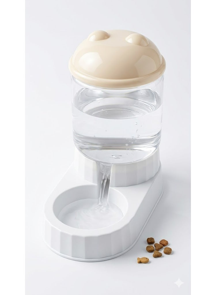 Pet Water Dispenser, Self-Refilling Gravity Drinking Bowl for Cats and Dogs, White