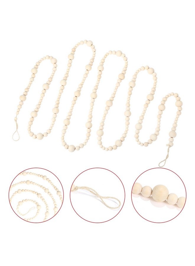 جي هول GWHOLE 2 قطعة من خرزات خشبية لتزيين شجرة الكريسماس على طراز بوهو لحفلات أعياد الميلاد وديكور الموقد الريفي 7.2 قدم (7.2 قدم، قطعتان) - Image 3