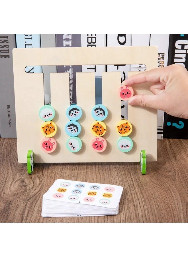 F.A.M.S Montessori Wooden Animal Matching Game for Kids – 4 Colors Logic Puzzle with Challenge Cards | Educational Toy for Toddlers 3+ - Image 1