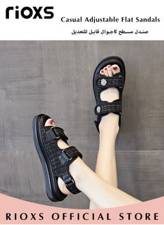 RIOXS Women's Summer Fashion Sandals with Adjustabl Straps, Breathable Open Toe Non-Slip Beach Sandals, Casual Ultra-Cushion Flat Sandals, Suitable for Any Foot Type, Perfect for Your Cool Summer Outfit  - Image 5