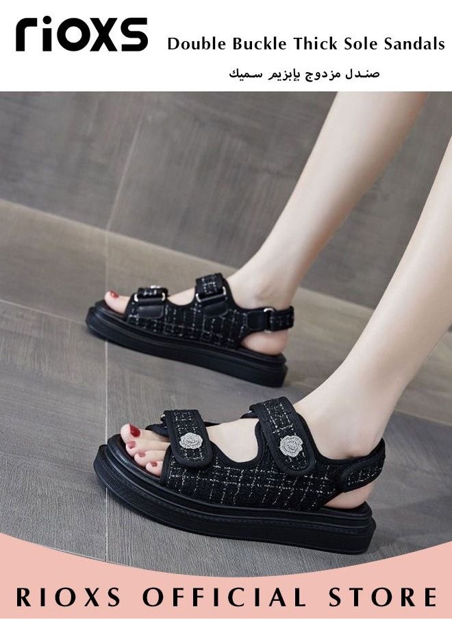 RIOXS Women's Summer Fashion Sandals with Adjustabl Straps, Breathable Open Toe Non-Slip Beach Sandals, Casual Ultra-Cushion Flat Sandals, Suitable for Any Foot Type, Perfect for Your Cool Summer Outfit  - Image 4