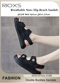 RIOXS Women's Summer Fashion Sandals with Adjustabl Straps, Breathable Open Toe Non-Slip Beach Sandals, Casual Ultra-Cushion Flat Sandals, Suitable for Any Foot Type, Perfect for Your Cool Summer Outfit  - Image 3