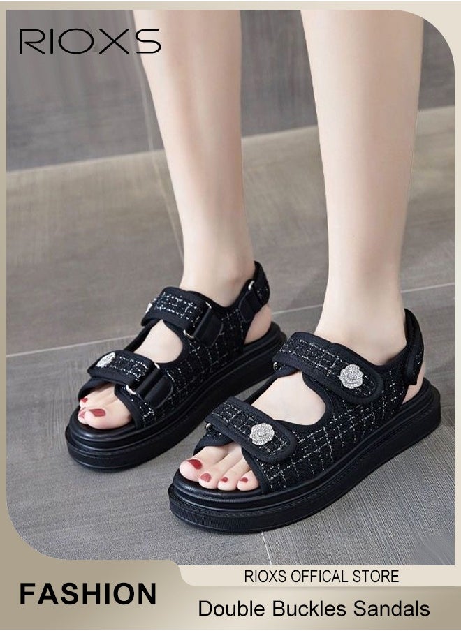 RIOXS Women's Summer Fashion Sandals with Adjustabl Straps, Breathable Open Toe Non-Slip Beach Sandals, Casual Ultra-Cushion Flat Sandals, Suitable for Any Foot Type, Perfect for Your Cool Summer Outfit  - Image 1