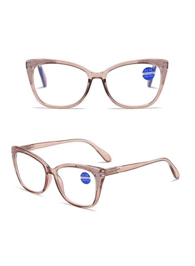 Booma Opticals NAOMI-C3 +1.0  Anti-Blue Light Reading Glasses for Women ,+1.0 Magnification Glasses, Presbyopia Eyeglasses, Lightweight, Stylish Bronze colour, Cat Eye Frame, Computer Eyestrain Relief - Image 3