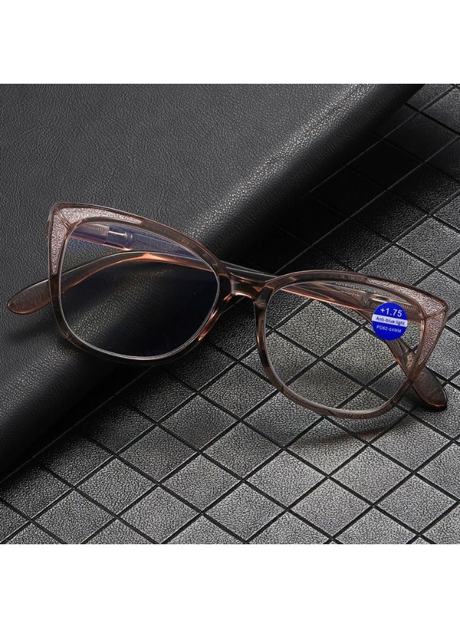 Booma Opticals NAOMI-C3 +1.0  Anti-Blue Light Reading Glasses for Women ,+1.0 Magnification Glasses, Presbyopia Eyeglasses, Lightweight, Stylish Bronze colour, Cat Eye Frame, Computer Eyestrain Relief - Image 4