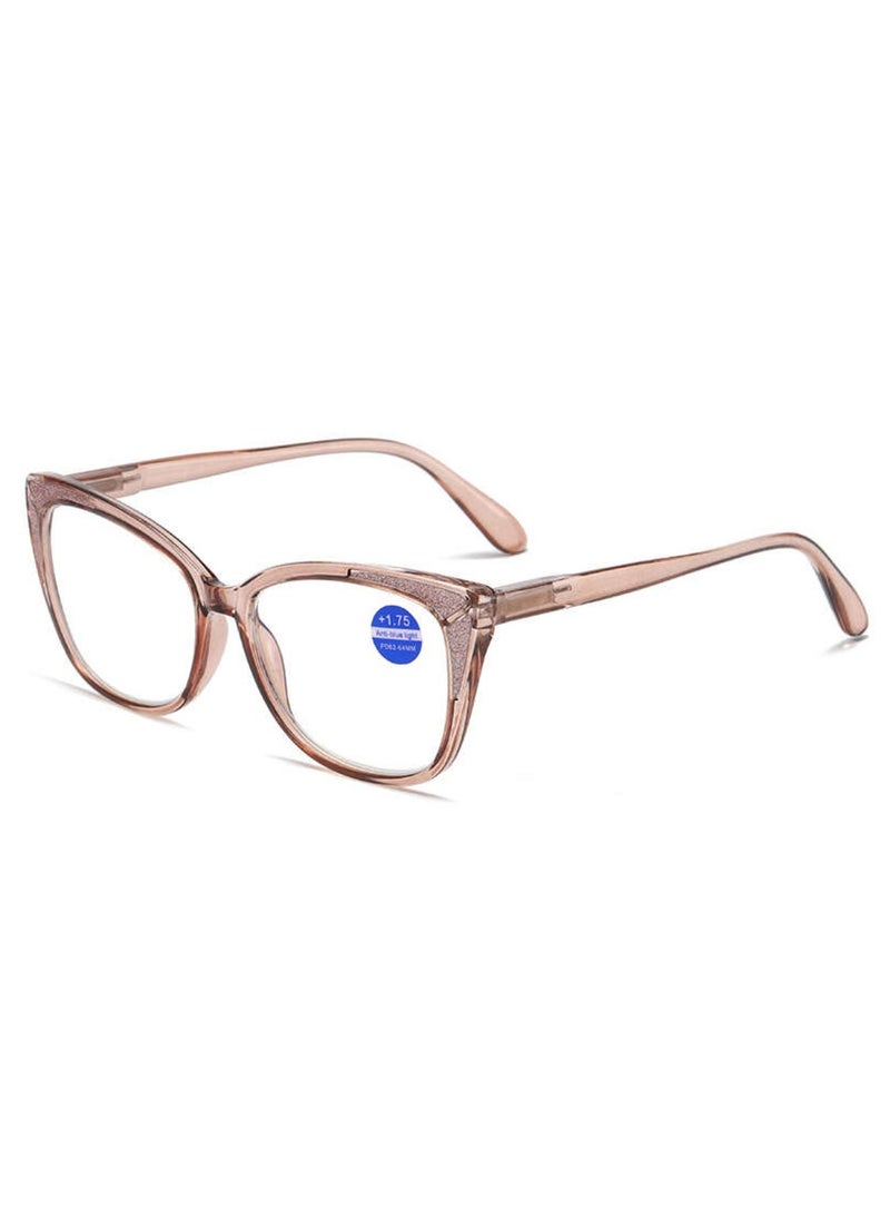 Booma Opticals NAOMI-C3 +1.0  Anti-Blue Light Reading Glasses for Women ,+1.0 Magnification Glasses, Presbyopia Eyeglasses, Lightweight, Stylish Bronze colour, Cat Eye Frame, Computer Eyestrain Relief - Image 1