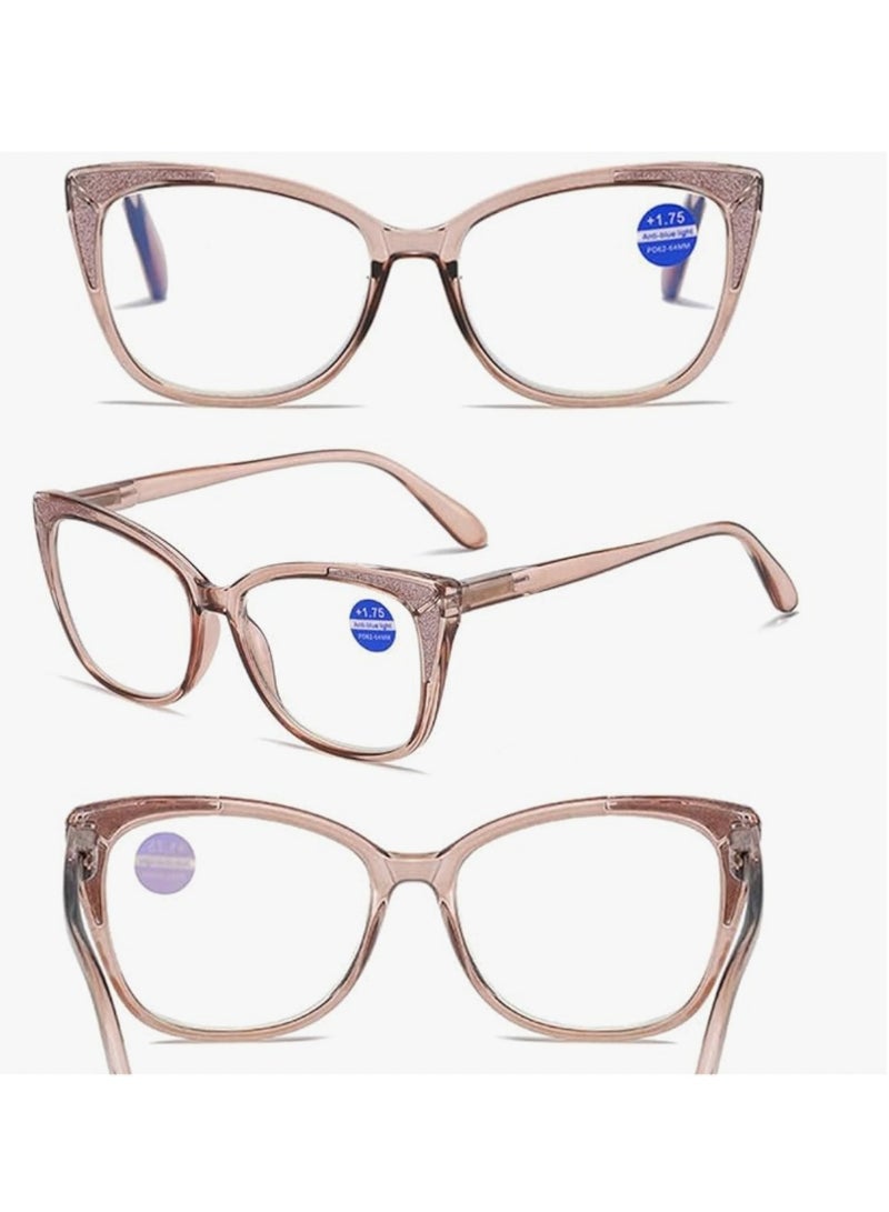 Booma Opticals NAOMI-C3 +1.0  Anti-Blue Light Reading Glasses for Women ,+1.0 Magnification Glasses, Presbyopia Eyeglasses, Lightweight, Stylish Bronze colour, Cat Eye Frame, Computer Eyestrain Relief - Image 5