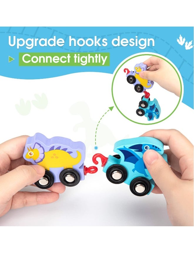 11 PCS Toy Cars for 1 2 3 Year Old Boy Girls Gifts, with Wooden Dinosaur Train Cars with Numbers,Educational Toy Train Set for 2 3 4 Year Old Birthday Gifts Baby Toys 12 18 Months for Infant Toddler  - Image 4