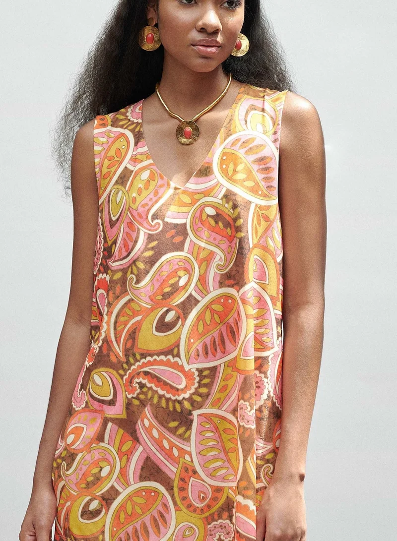 Lola Casademunt Paisley Print Long Knit Top