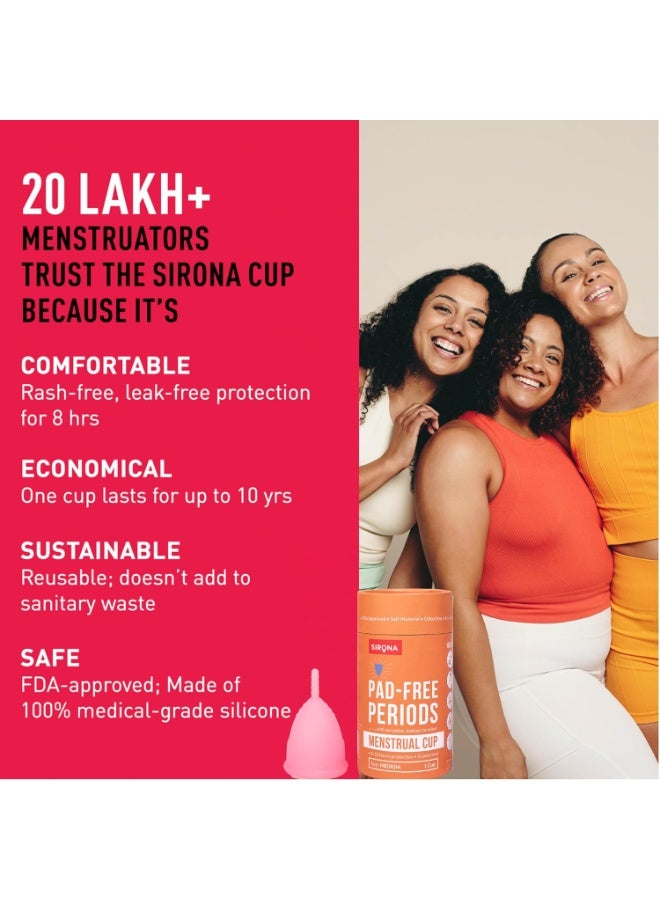 Sirona Reusable Menstrual Cup Medium | Reusable Period Cup | Tampon and Pad Alternative | Heavy Flow - Image 3