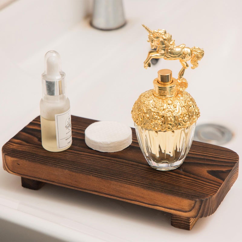 FLYIEE Wood Risers for Decor Display, Bathroom Counter Sink Decor, Dish Soap Tray Wood Tray for Kitchen Counter, Small Wooden Soap Stand, Wood Soap Pedestal, Soap Dispenser Stand Modern Farmhouse - Image 5