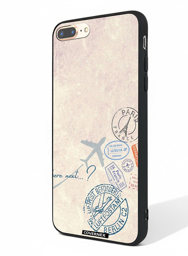 Covernex Apple iPhone 8 Plus Protective Case Cover Printed Featuring Paris And Aviation Stamp - Image 1