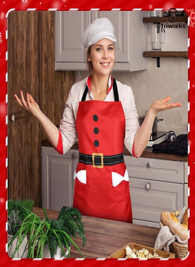 TRIWORKS مريلة عيد الميلاد من TRIWORKS مزودة بجيب، مريلة مطبخ نسائية للطبخ والخبز والأعمال اليدوية، مريلة عيد الميلاد، مريلة العطلات مزودة برباط قابل للتعديل للرقبة والخصر - Image 3
